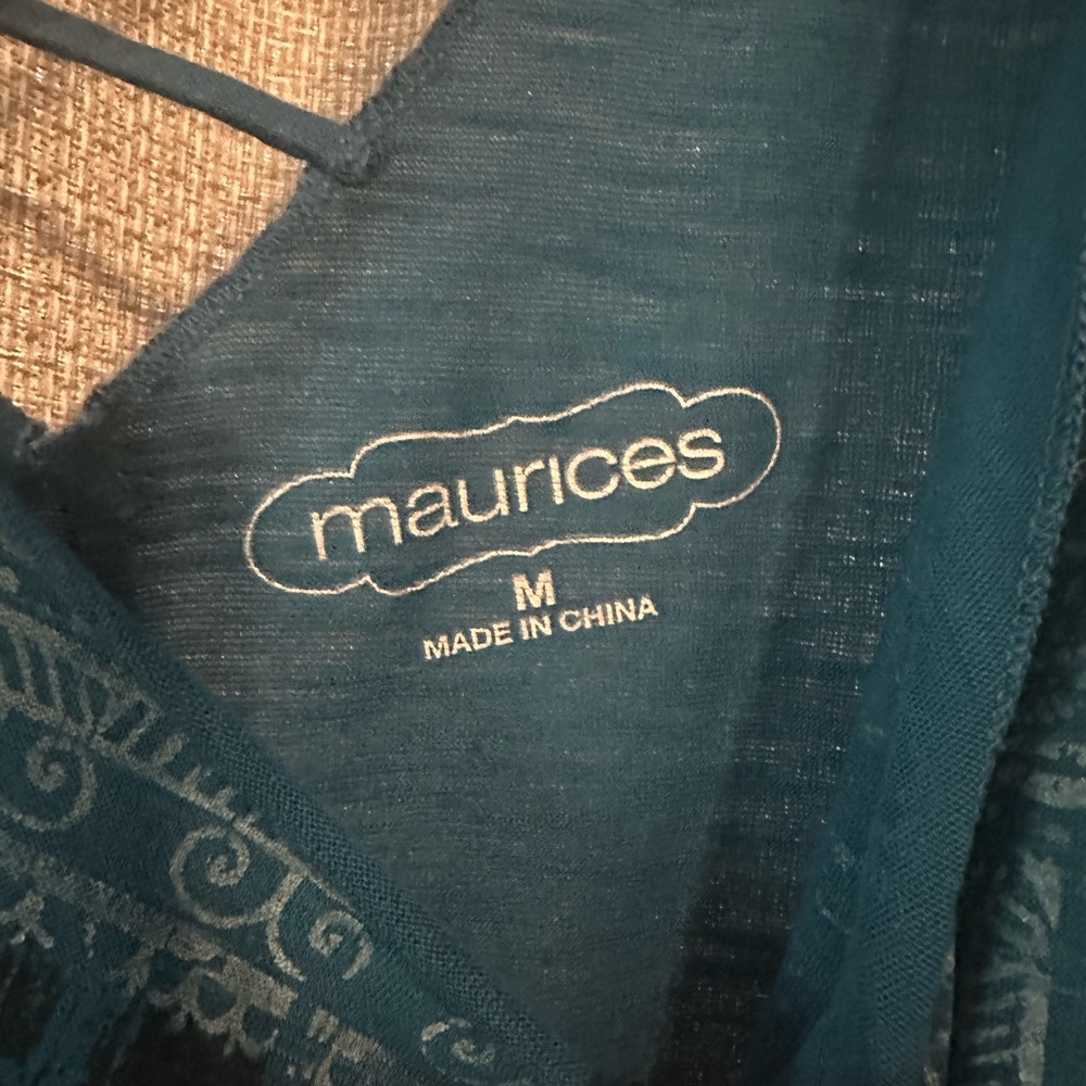 Maurices Teal Tank Top with Embroidered Design - Picture 4 of 5